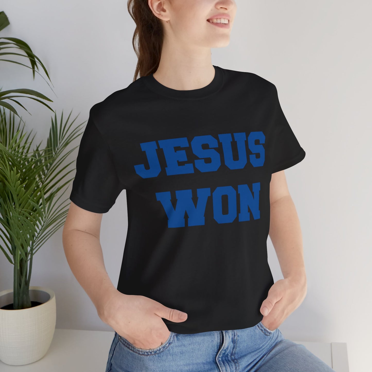 Brunswick Blue Devils Jesus Won Unisex Jersey Short Sleeve Tee